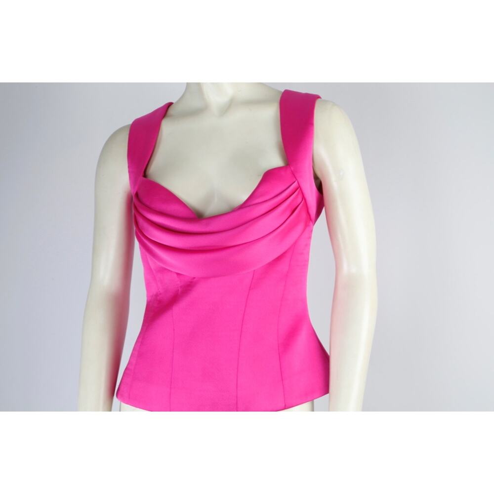 Rozie Corsets Hot Pink Silk Satin Draped Corset Top Size FR 38 Bustier